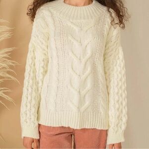 Cara & The Sky Bella Cable High Neck Jumper - Winter White